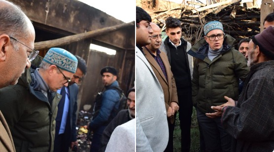 'CM Omar Abdullah Visited Beehama, Ganderbal to stand in solidarity with Rashid Ganie’s family after their home was tragically lost to fire'